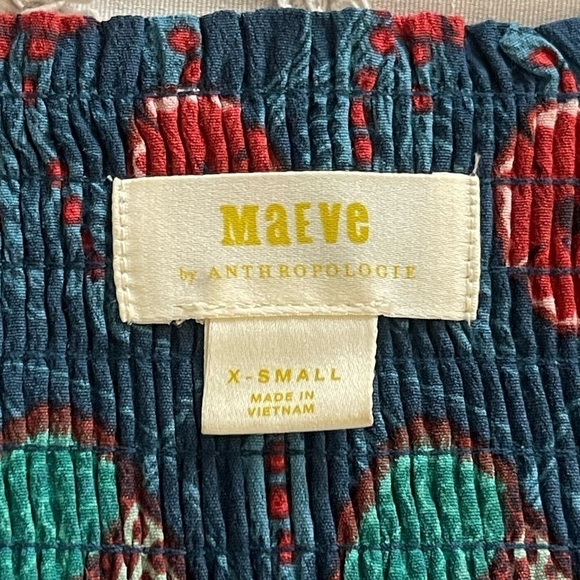 Maeve Anthropologie Lettia Smocked Floral Blouse Multicolored Size XS - Picture 6 of 8